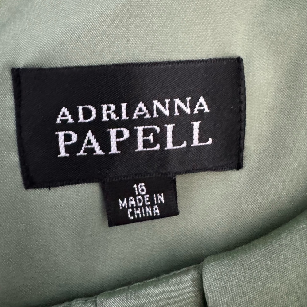 Adrianna Papell Elegant Green Shiny Mermaid Core Fairy Wedding Dress Size 16 - Picture 5 of 8